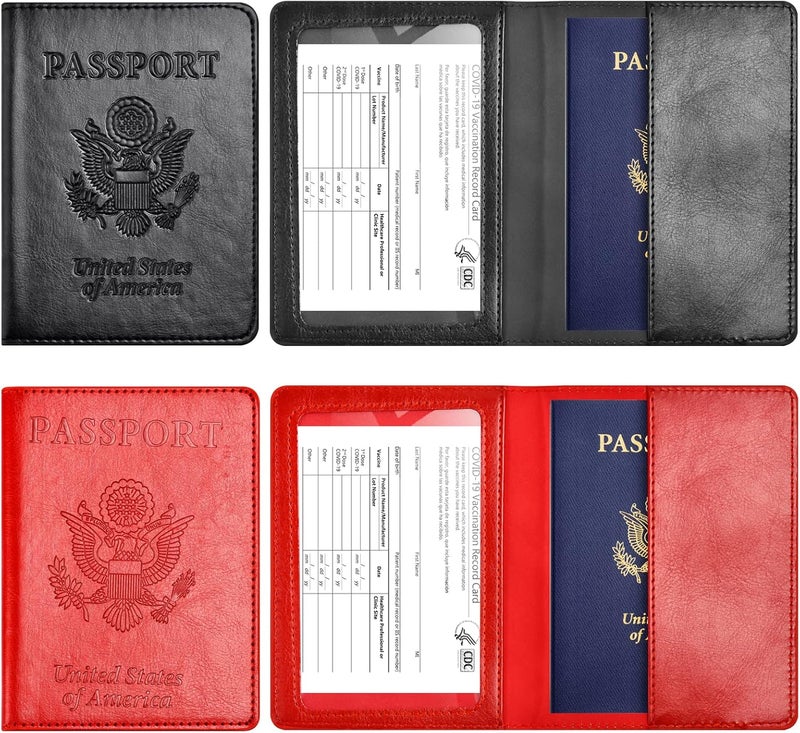 Eoehro Passport Holder for Travel Essentials-2Pack, Passport Wallet Cover Case for Travel Must Haves Accessories,Passport Book Holders for Women and Men - Image 2